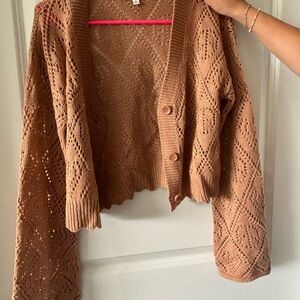 Derek Heart Brown Cable Knit Cardigan Sweater